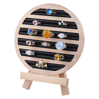 Круглые деревянные подставки для колец, бархатом внутри, держатель органайзера для кольца на палец