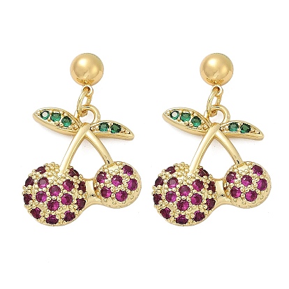 Латунные кубического циркония серьги болтаться, вишня