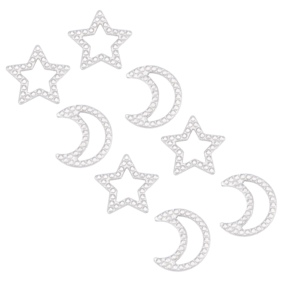 304 Stainless Steel Cabochons, Star & Moon