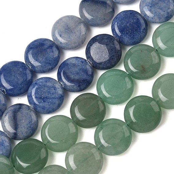 Естественно авантюрин бисер пряди, плоско-круглые