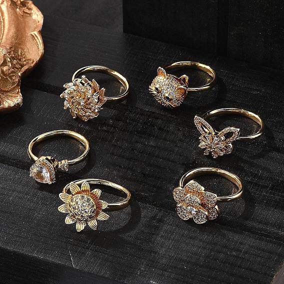 Вращающиеся кольца для женщин, латунные кольца-спиннеры с микро-паве и прозрачным кубическим цирконием