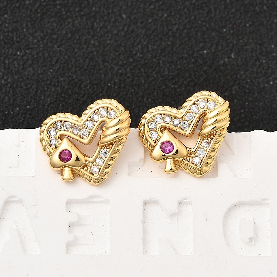 Серьги-гвоздики в форме сердца из латуни с фианитом и кубическим цирконием, с 316 хирургическими штифтами из нержавеющей стали, без никеля 