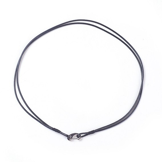 Waxed Polyester Cord Necklace Making, with 304 Stainless Steel Clasps