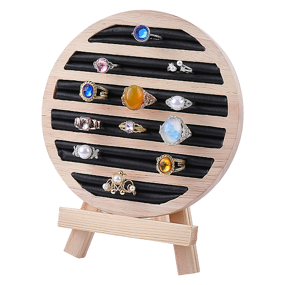 Круглые деревянные подставки для колец, бархатом внутри, держатель органайзера для кольца на палец