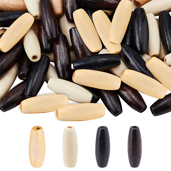 100шт 4 цвета окрашенные деревянные бусины, рис