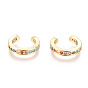Golden Plated Brass Micro Pave Cubic Zirconia Cuff Earrings, Long-Lasting Plated