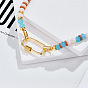 Bohemian Glass Silicone Bead Necklace with Rotating Copper Clasp for Women