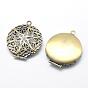 Brass Diffuser Locket Pendants, Photo Frame Charms for Necklaces, Cadmium Free & Nickel Free & Lead Free, Flat Round