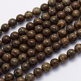 Natural Snowflake Obsidian Beads Strands, Round