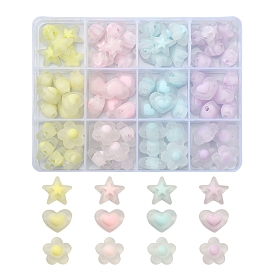 92Pcs 12 Style Transparent Acrylic Beads, Frosted, Bead in Bead, Flower & Star & Heart