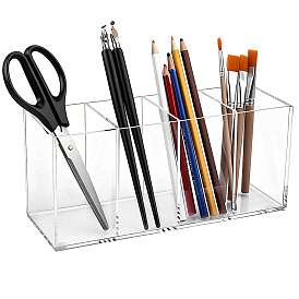 4-Compartment Acrylic Pen Holder, Rectangle