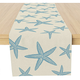 Chemin de table en polyester à motif d'étoile de mer, housse anti-poussière micro-ondes, tissu de couverture de machine à laver, serviette de couverture de réfrigérateur, nappes, rectangle