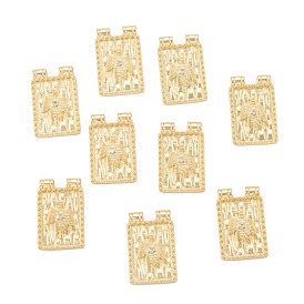 Micro cuivres ouvrent de zircone cubique Pendentif, plaqué longue durée, rectangle avec des oiseaux