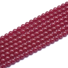 Lab Grown Red Corundum Beads Strands, Round