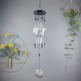 Butterfly/Owl/Bird Alloy Wind Chime, with Wood Board and Metal Tube, Hanging Ornament