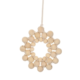 Flower Wood Beads Hanging Ornaments, Cotton Cord for Home Decoration