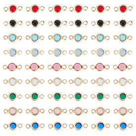 54шт. 9 цвета латунные стразы соединительные подвески, плоские круглые одиночные каменные звенья, золотой свет