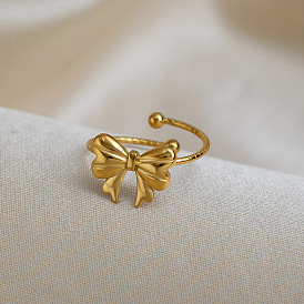 304 открытые кольца-манжеты из нержавеющей стали для женщин, бантом