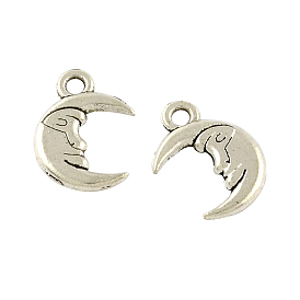 Tibetan Style Alloy Moon Pendants, Cadmium Free & Lead Free, 16.5x11.5x2mm, Hole: 2mm, about 625pcs/500g