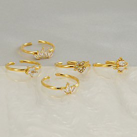 304 Кольца-манжеты из нержавеющей стали с микропаве из прозрачного кубического циркония для женщин, золотые