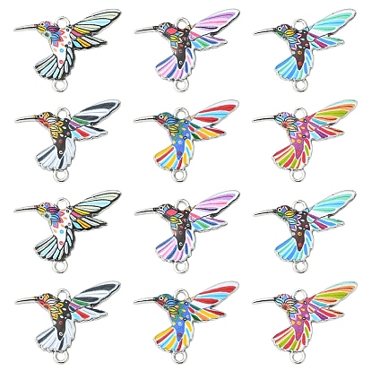 12 шт. 6 подвески из алюминиевого сплава с цветной печатью, Ссылки птиц, платина