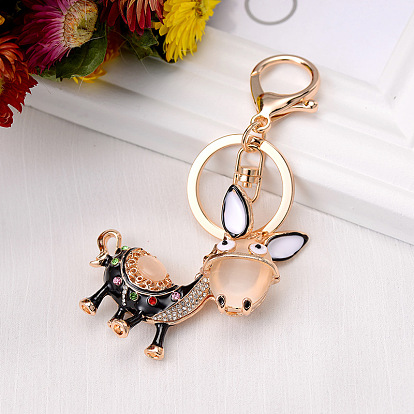 Cute Donkey Keychain with Rhinestone for Car Accessories and Gifts