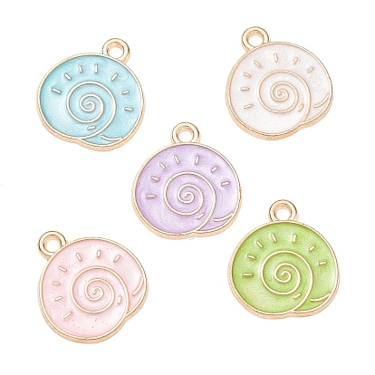 Alloy Enamel Pendants, Conch Shape Charms, Golden
