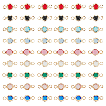 54шт. 9 цвета латунные стразы соединительные подвески, плоские круглые одиночные каменные звенья, золотой свет