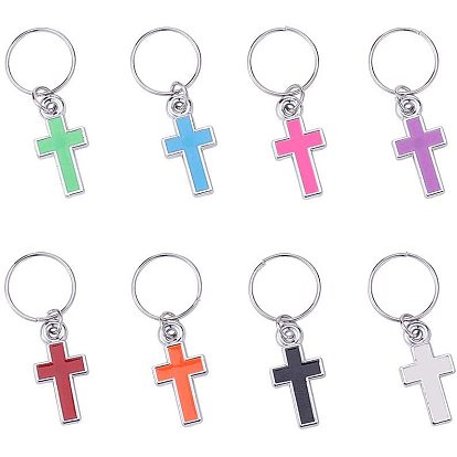 Resin Pendants, with Iron Ring, Cross