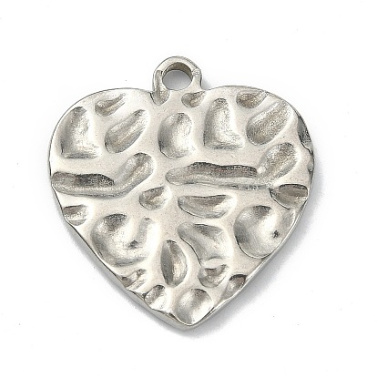 Pendentifs en acier inoxydable, charm coeur texturé