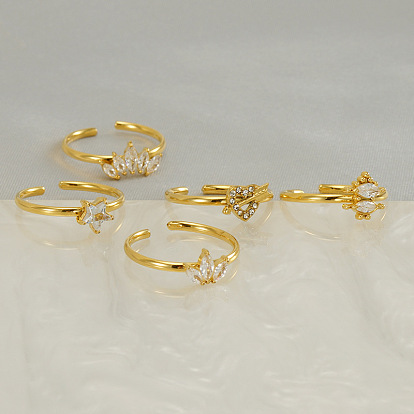 304 Кольца-манжеты из нержавеющей стали с микропаве из прозрачного кубического циркония для женщин, золотые