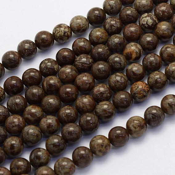 Natural Snowflake Obsidian Beads Strands, Round