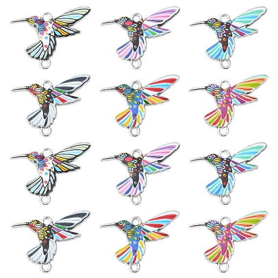 12 шт. 6 подвески из алюминиевого сплава с цветной печатью, Ссылки птиц, платина