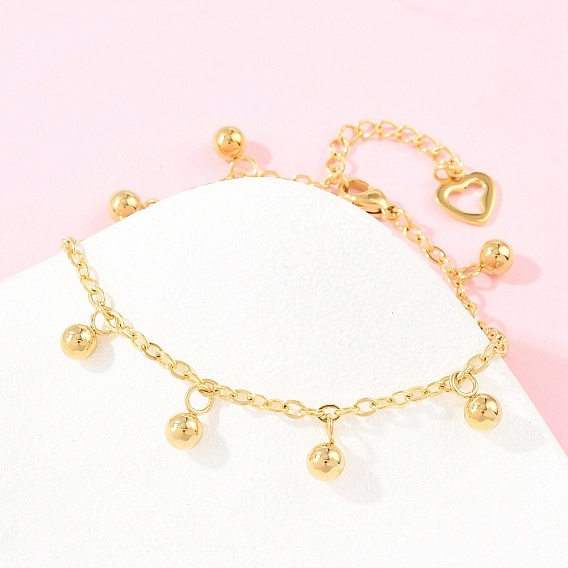 304 из нержавеющей стали шарм браслеты, с 201 стальными бусинами, браслеты из кабельной цепи, ионное покрытие (ip)