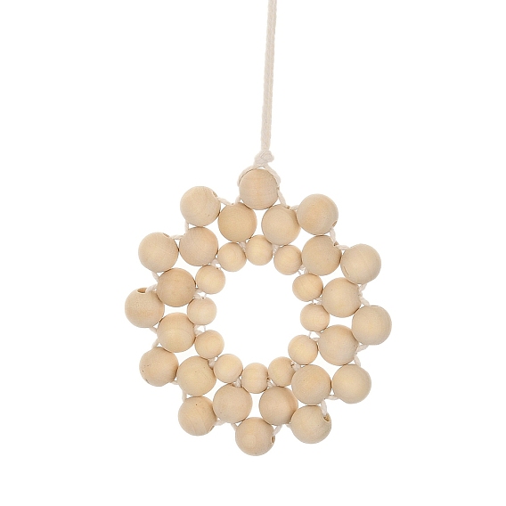 Цветочные деревянные бусины подвесные украшения, хлопковый шнур для украшения дома