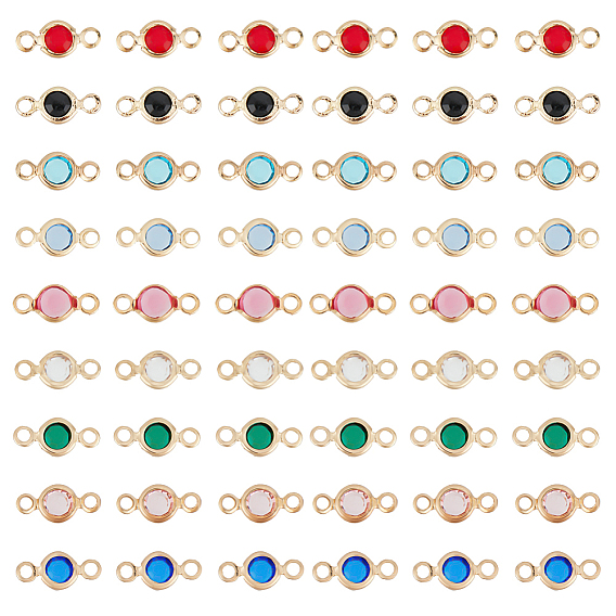 54шт. 9 цвета латунные стразы соединительные подвески, плоские круглые одиночные каменные звенья, золотой свет