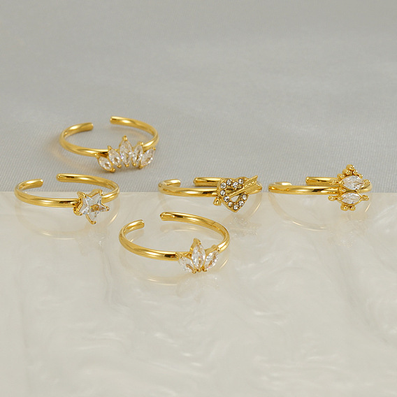 304 Кольца-манжеты из нержавеющей стали с микропаве из прозрачного кубического циркония для женщин, золотые