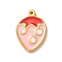 304 Stainless Steel Enamel Pendants, Strawberry Charms, Golden