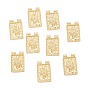 Brass Micro Pave Cubic Zirconia Pendant, Long-Lasting Plated, Rectangle with Bird