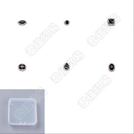 24 piezas 6 estilo coser en pedrería, diamantes de imitación de cristal, con fornituras de latón chapado en plata, accesorios de la ropa, ojo de caballo y redondo y cuadrado y plano redondo y en forma de lágrima y ovalado