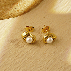 Elegant Stainless Steel Pearl Earrings for Daily Wear, Suitable for Ladies