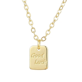 Brass Pendant Necklaces, Cable Chain for Women, Rectangle