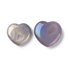 Electroplated Natural Agate Home Heart Love Stones, Pocket Palm Stones for Reiki Balancing