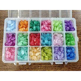 Nbeads 900Pcs 18 Colors Acrylic Beads, Imitation Gemstone Style, Two Tone Color, Faceted, Teardrop