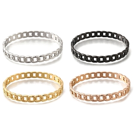 304 Stainless Steel Curb Chains Hinged Bangles, Hollow Bangle for Women