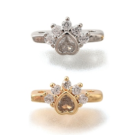 Латунные прозрачные распорные планки из кубического циркония, без кадмия, без никеля и без свинца, отпечаток лапы в виде сердца, 3-луночное