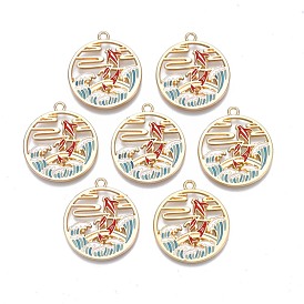 Gestell Legierung Emaille Anhänger, Cadmiumfrei und Nickel frei und Bleifrei, Licht Gold, Fisch