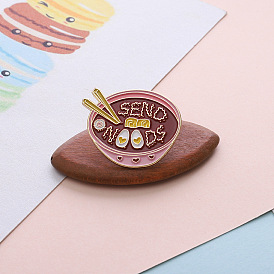 Cartoon Fashion Ramen Alphabet Egg Noodle Creative Oil Chest Pin - Trendy Badge