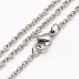 Trendy Unisex 304 Stainless Steel Cable Chain Necklaces, with Lobster Clasps