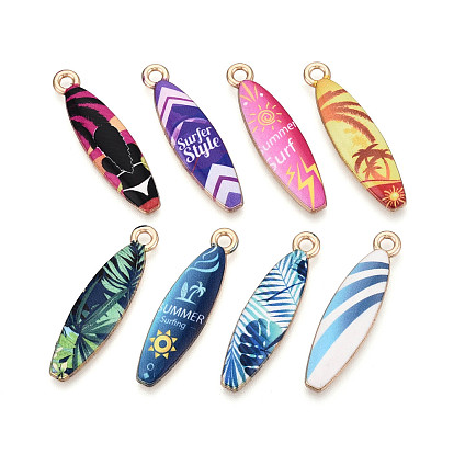 Подвески из эмали и сплава, стойки покрытие, очаровывать доску для серфинга, золотой свет